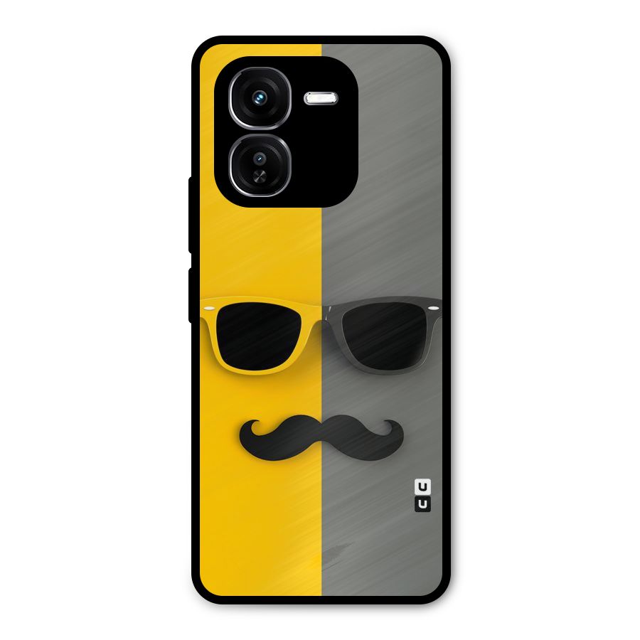 Sunglasses and Moustache Metal Back Case for iQOO Z9x
