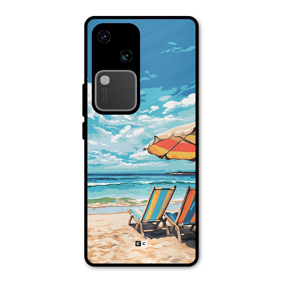 Sunny Beach Metal Back Case for Vivo V30 Pro
