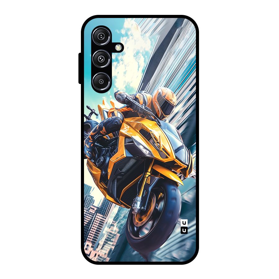 Super Bike Falling Glass Back Case for Galaxy M34 5G