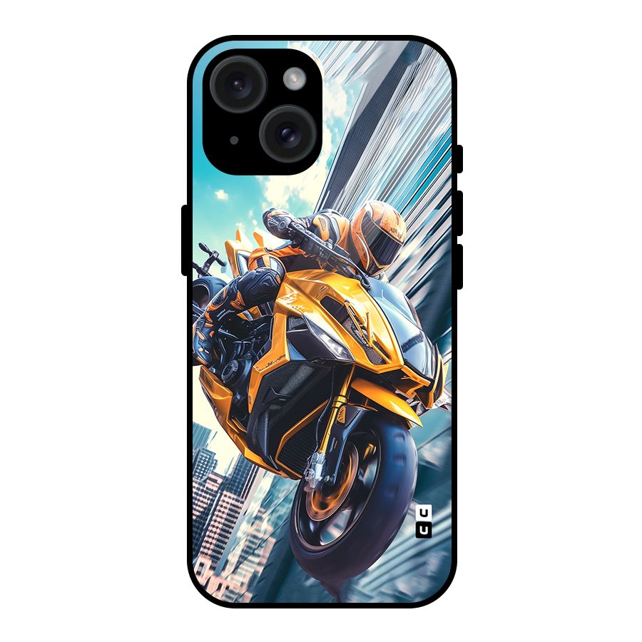 Super Bike Falling Glass Back Case for iPhone 15