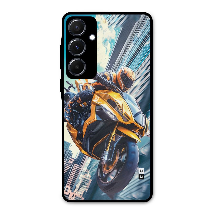 Super Bike Falling Metal Back Case for Galaxy A55