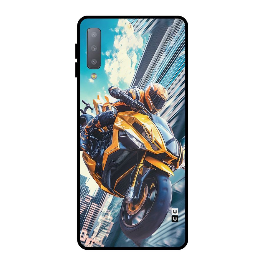 Super Bike Falling Metal Back Case for Galaxy A7 (2018)