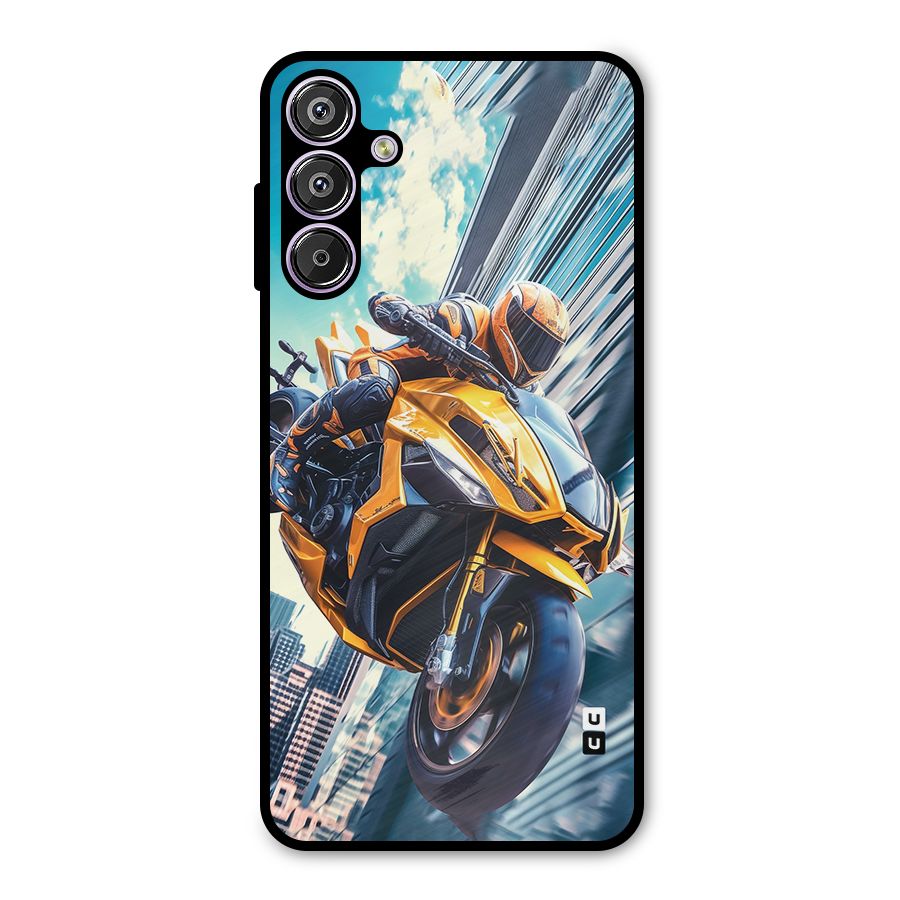 Super Bike Falling Metal Back Case for Galaxy M15