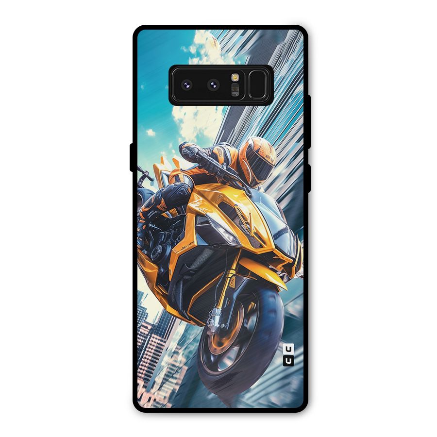 Super Bike Falling Metal Back Case for Galaxy Note 8
