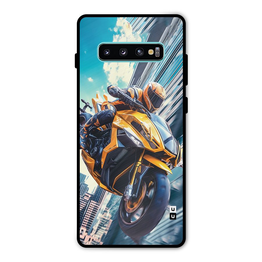 Super Bike Falling Metal Back Case for Galaxy S10 Plus
