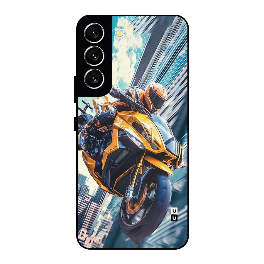 Super Bike Falling Metal Back Case for Galaxy S22 5G