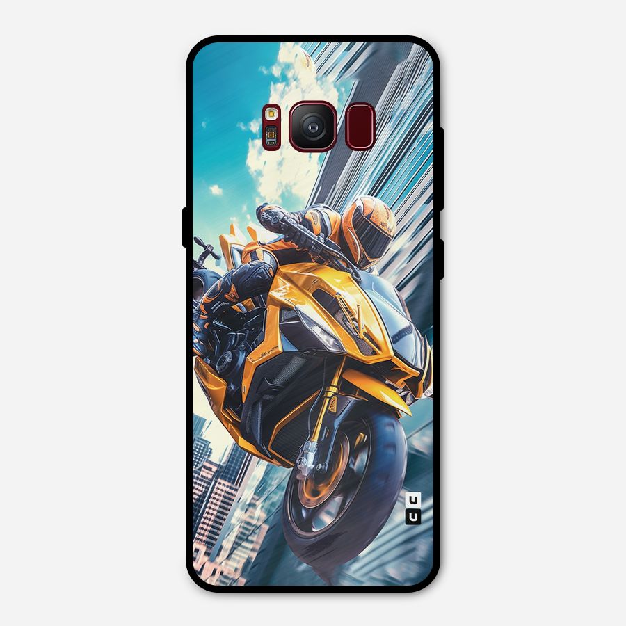 Super Bike Falling Metal Back Case for Galaxy S8