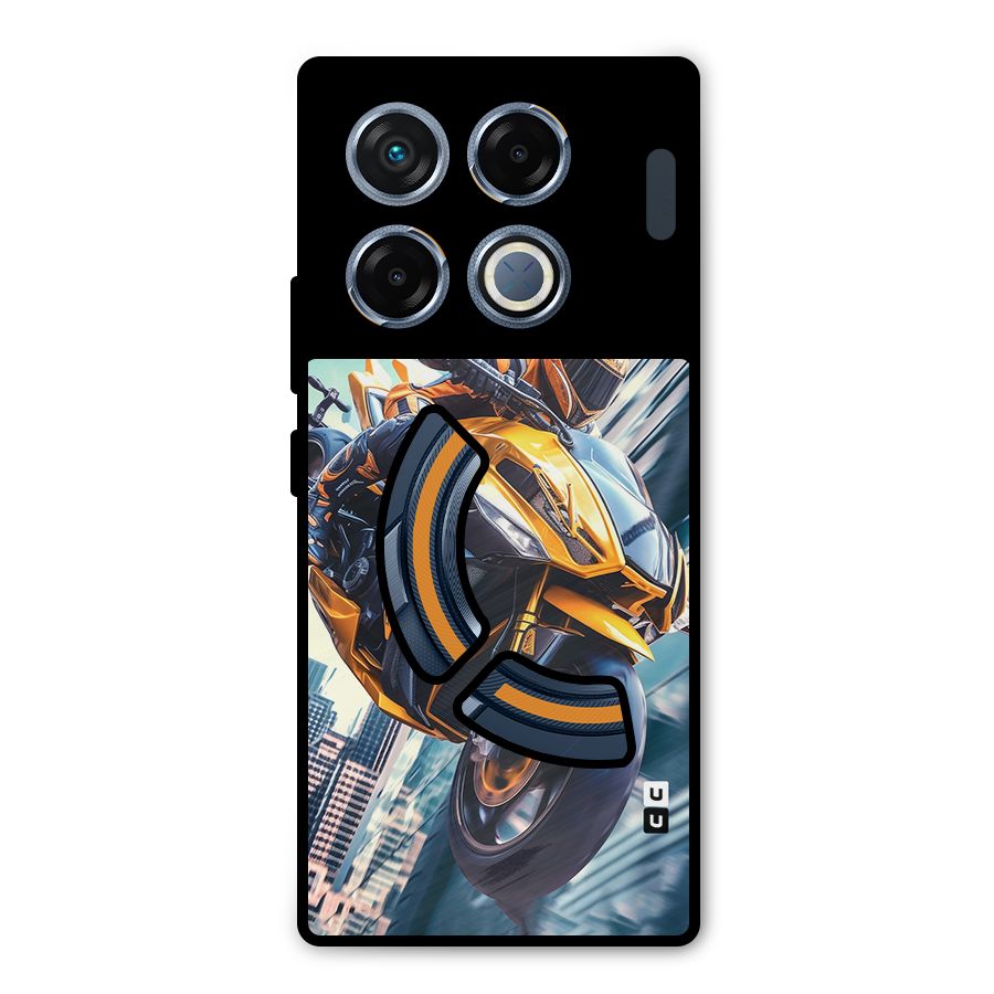 Super Bike Falling Metal Back Case for Infinix GT 20 Pro