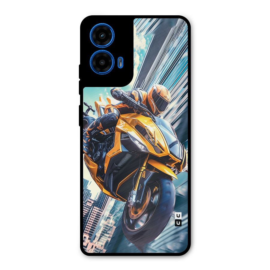 Super Bike Falling Metal Back Case for Moto G45