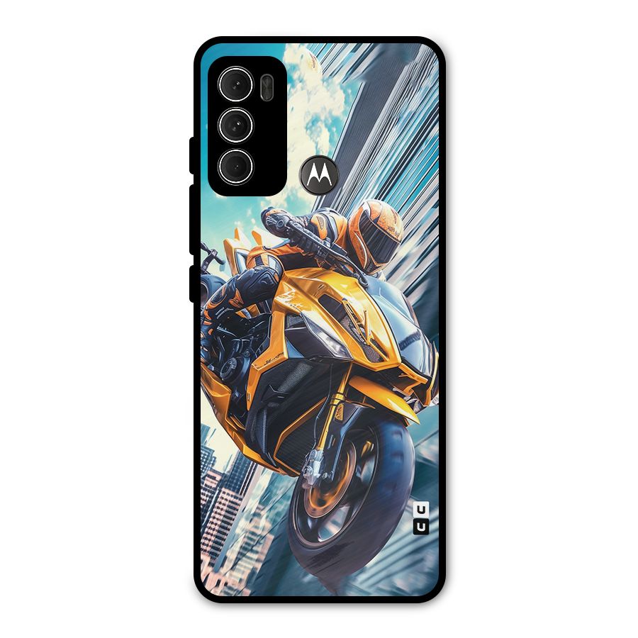 Super Bike Falling Metal Back Case for Moto G60