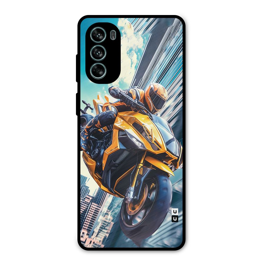 Super Bike Falling Metal Back Case for Moto G62