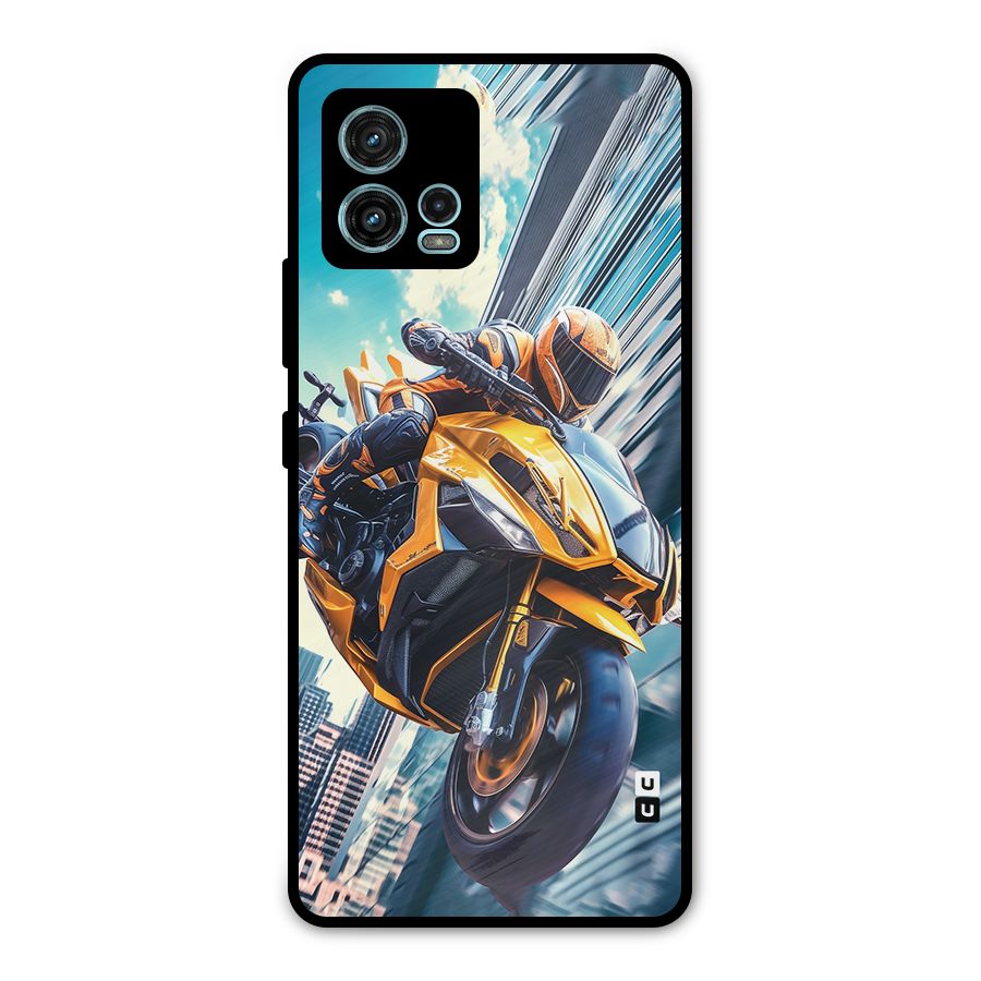 Super Bike Falling Metal Back Case for Moto G72