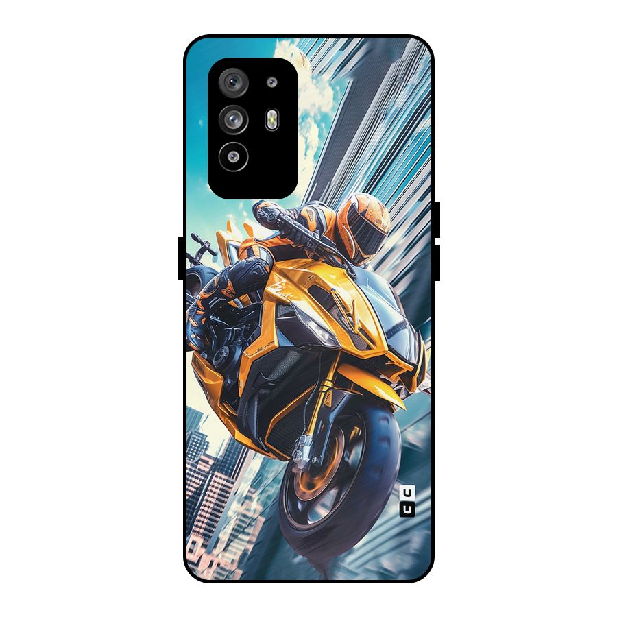 Super Bike Falling Metal Back Case for Oppo F19 Pro Plus 5G