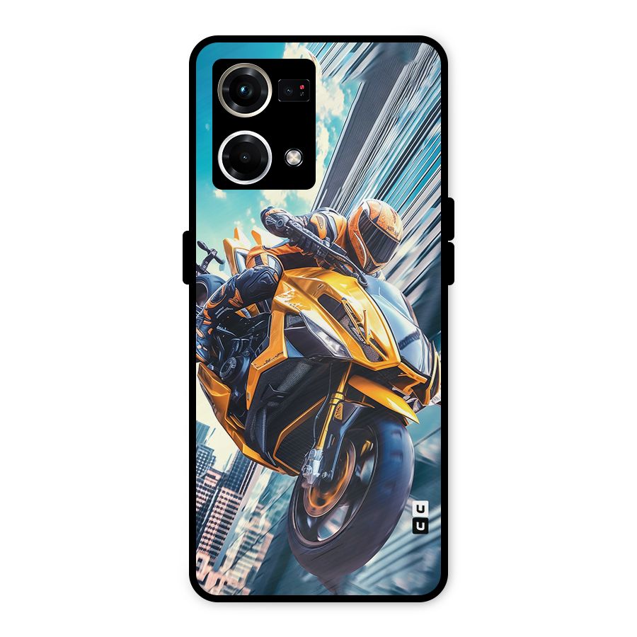 Super Bike Falling Metal Back Case for Oppo F21 Pro 4G