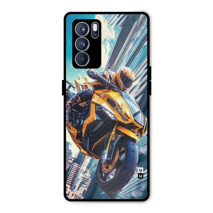 Super Bike Falling Metal Back Case for Oppo Reno6 Pro 5G