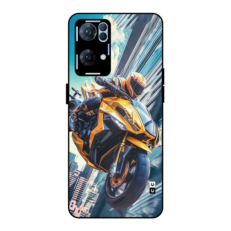 Super Bike Falling Metal Back Case for Oppo Reno7 Pro 5G