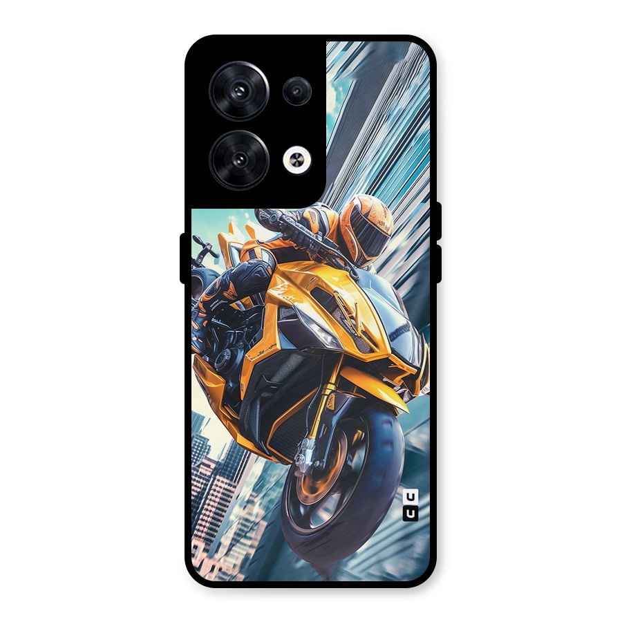 Super Bike Falling Metal Back Case for Oppo Reno8 5G
