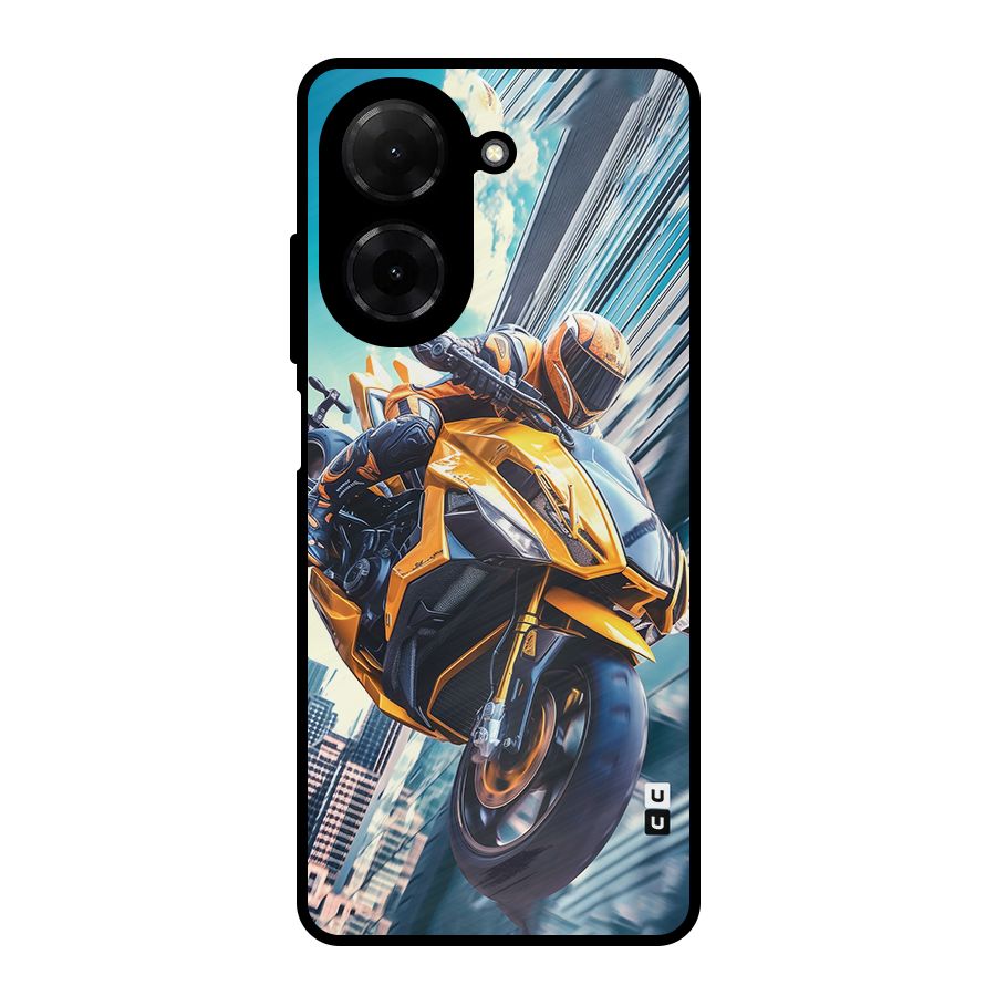 Super Bike Falling Metal Back Case for Poco C71