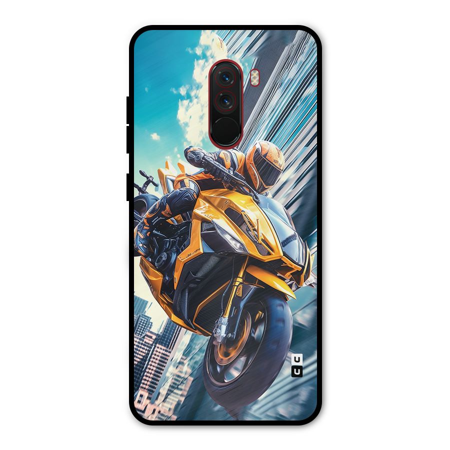 Super Bike Falling Metal Back Case for Poco F1