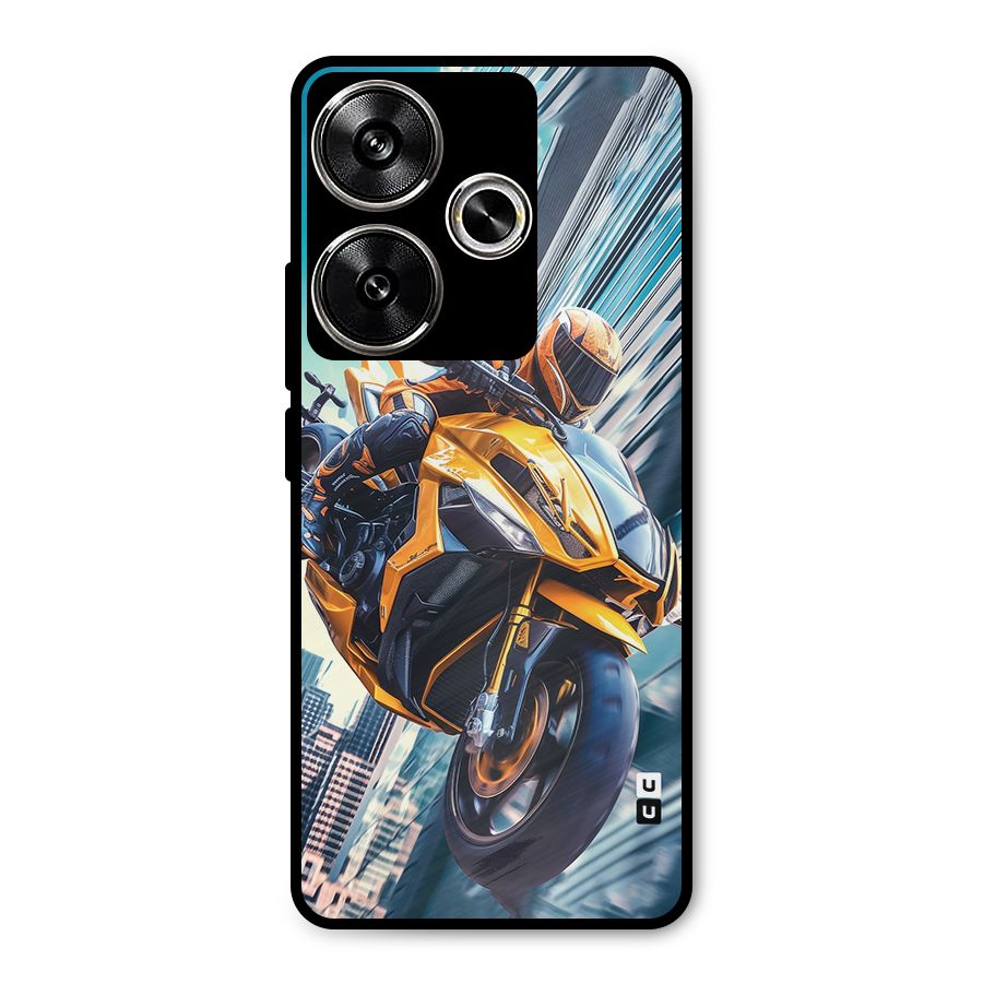 Super Bike Falling Metal Back Case for Poco F6