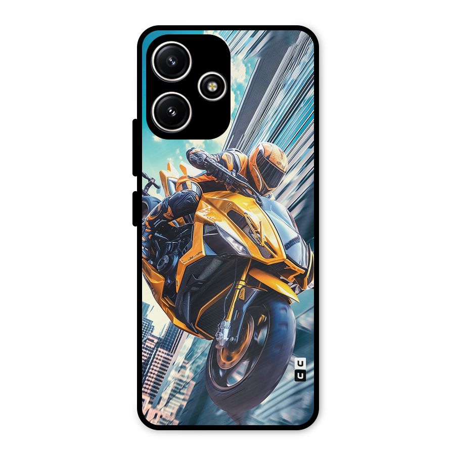 Super Bike Falling Metal Back Case for Poco M6 Pro