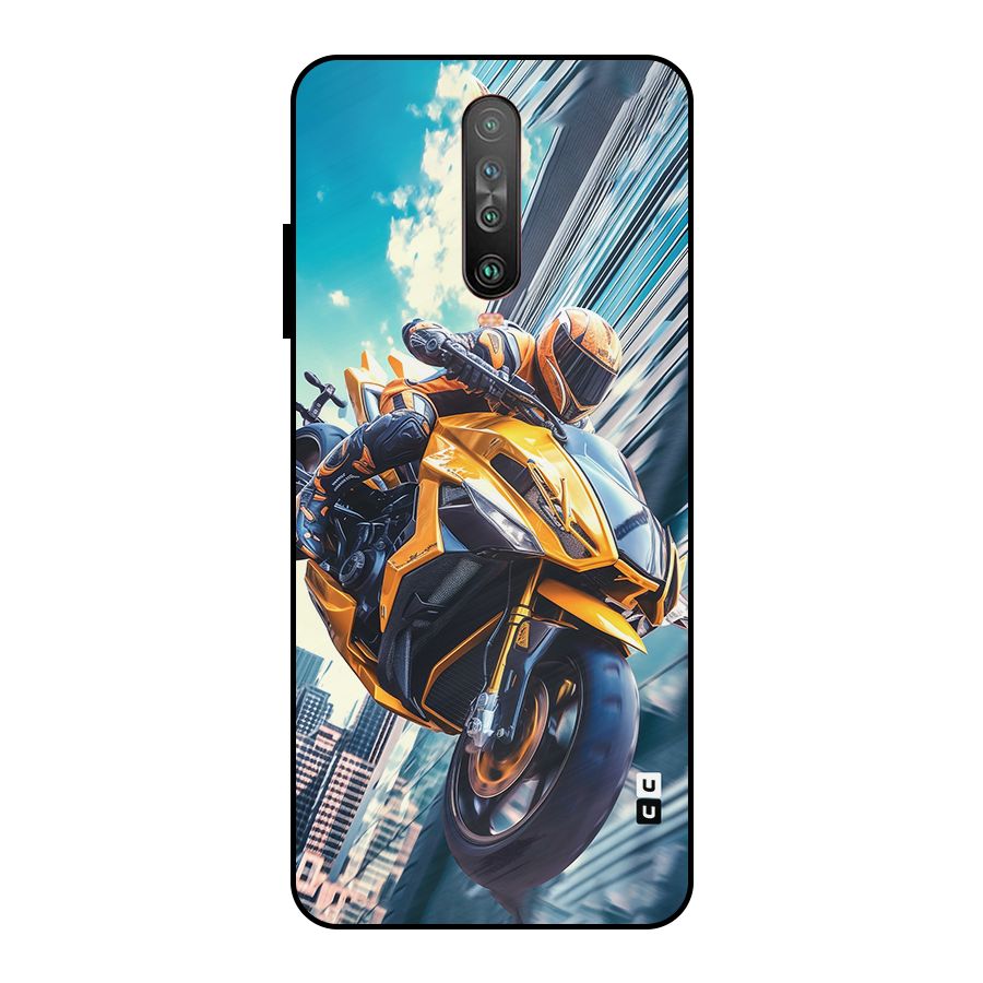 Super Bike Falling Metal Back Case for Poco X2
