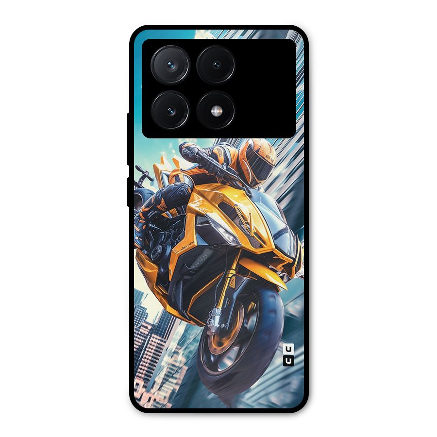 Super Bike Falling Metal Back Case for Poco X6 Pro