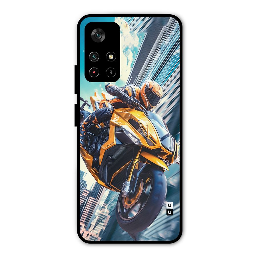 Super Bike Falling Metal Back Case for Redmi Note 11T 5G