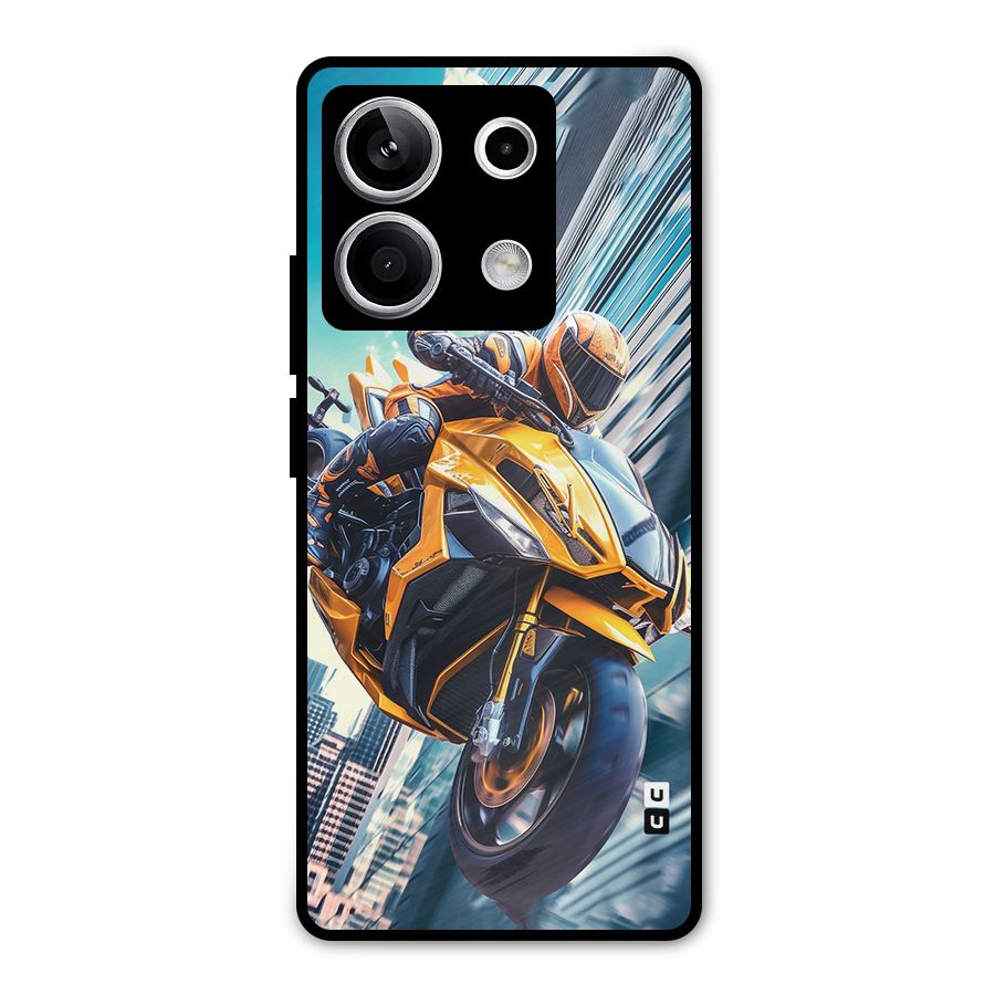 Super Bike Falling Metal Back Case for Redmi Note 13 5G