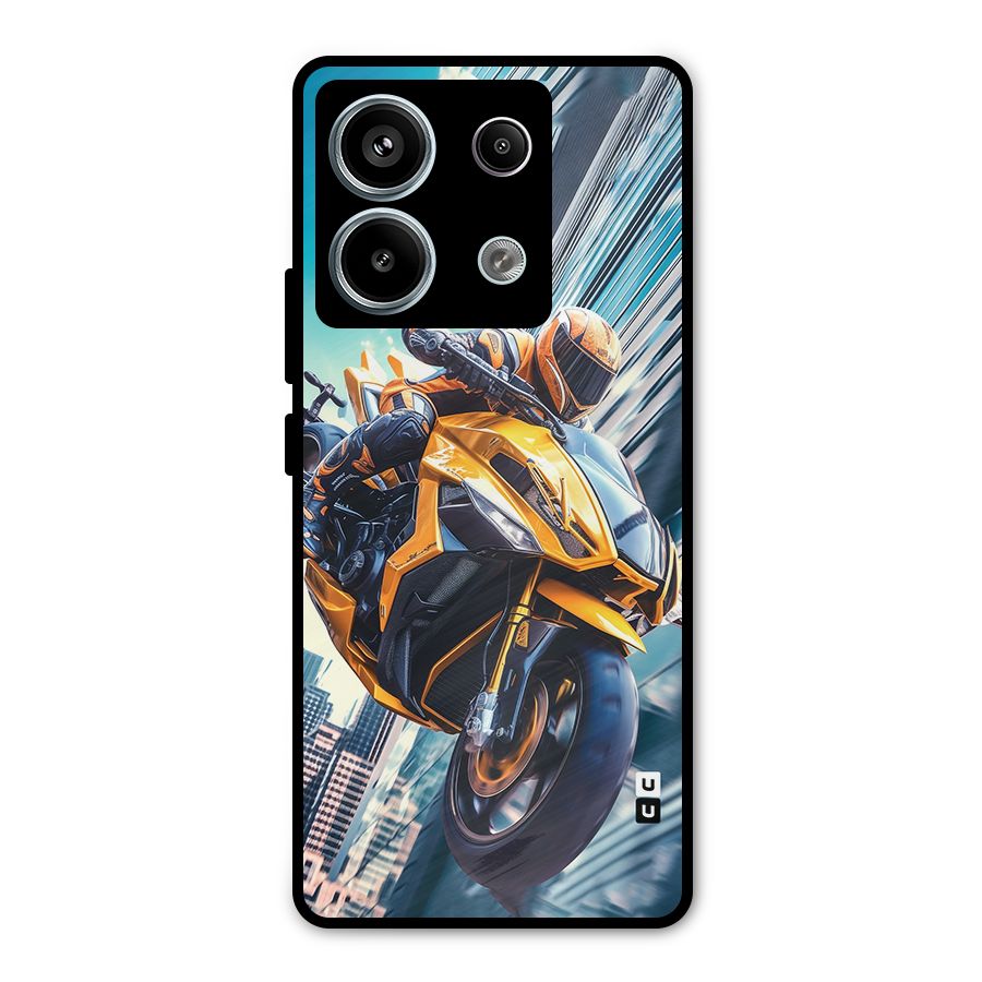 Super Bike Falling Metal Back Case for Redmi Note 13 Pro 5G