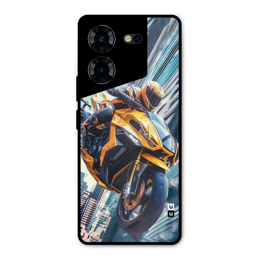 Super Bike Falling Metal Back Case for Tecno Pova 5 Pro 5G
