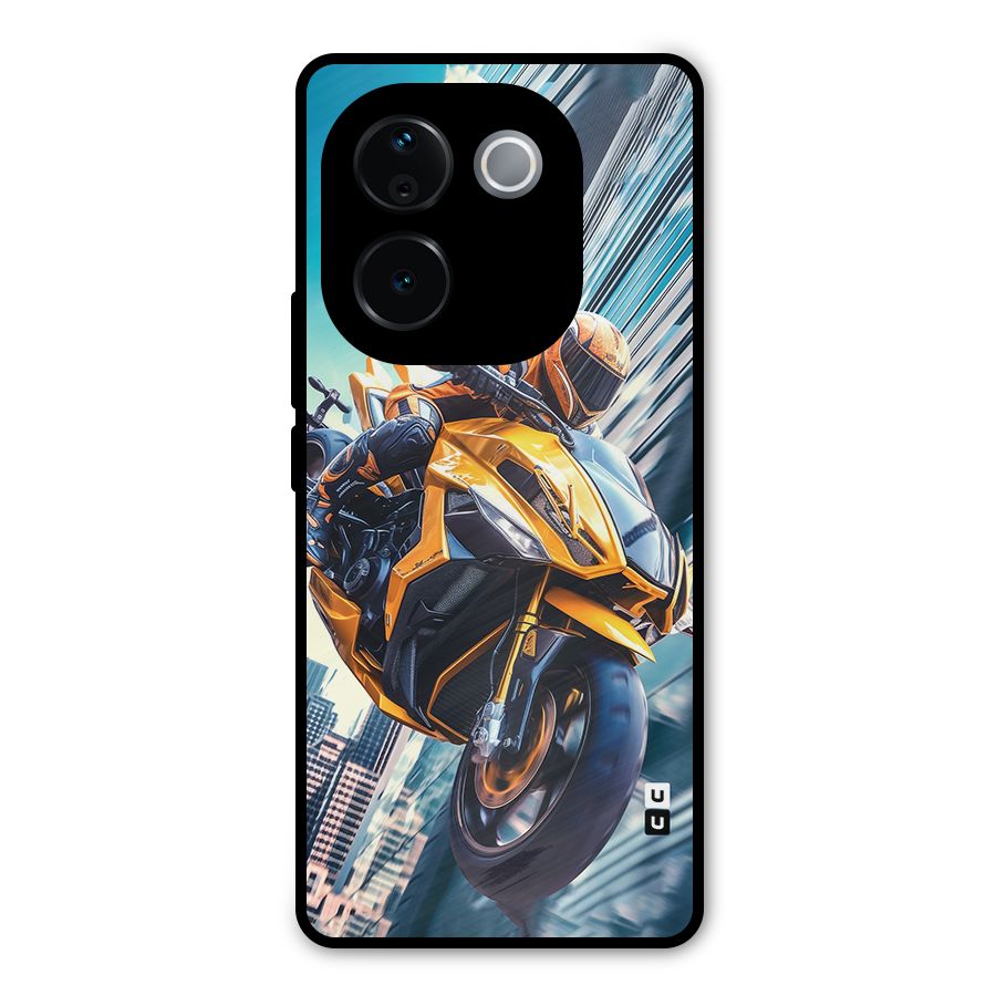 Super Bike Falling Metal Back Case for Vivo T3 Pro