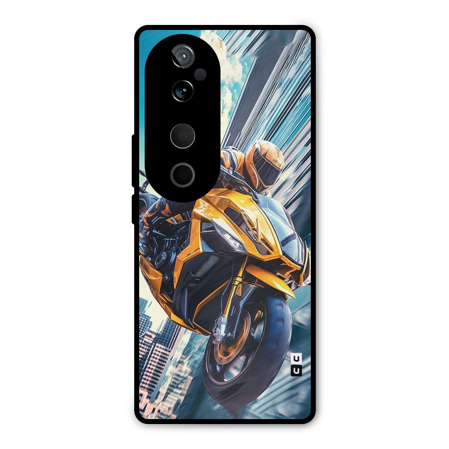 Super Bike Falling Metal Back Case for Vivo T3 Ultra