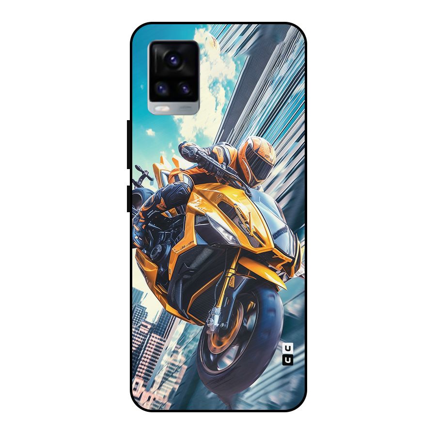 Super Bike Falling Metal Back Case for Vivo V20 2021