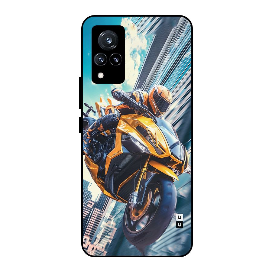 Super Bike Falling Metal Back Case for Vivo V21 5G