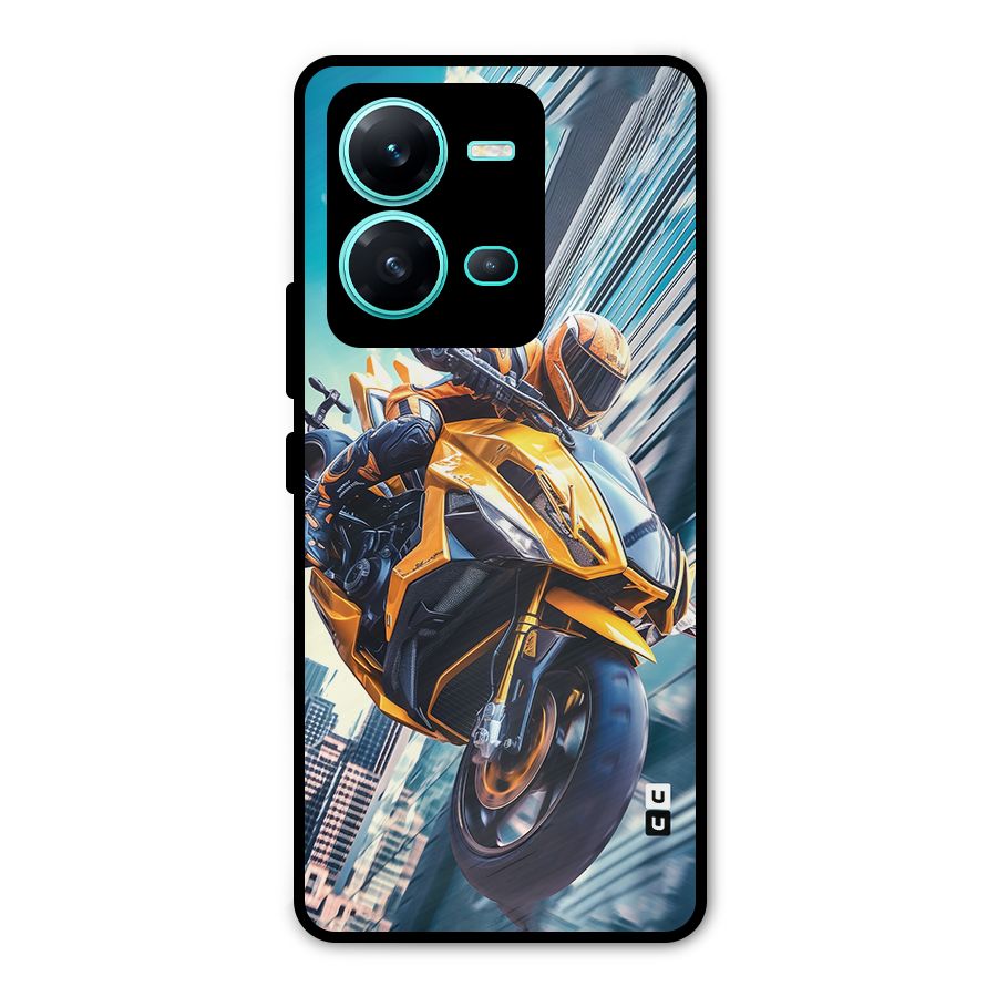 Super Bike Falling Metal Back Case for Vivo V25