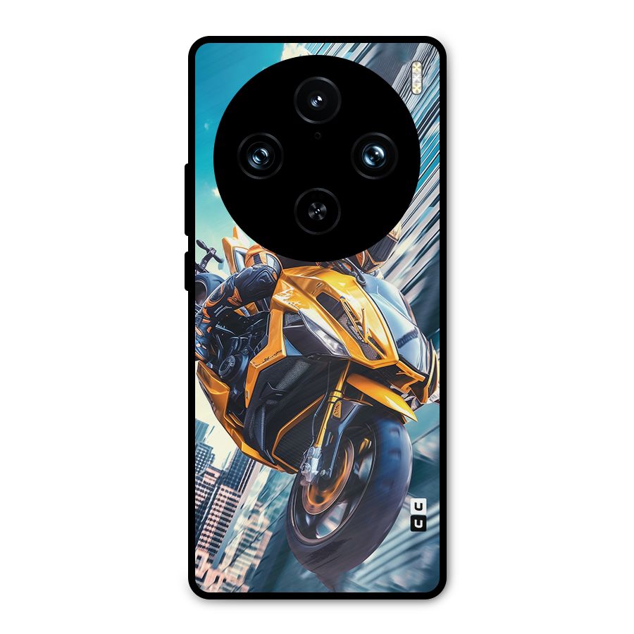 Super Bike Falling Metal Back Case for Vivo X100 Pro