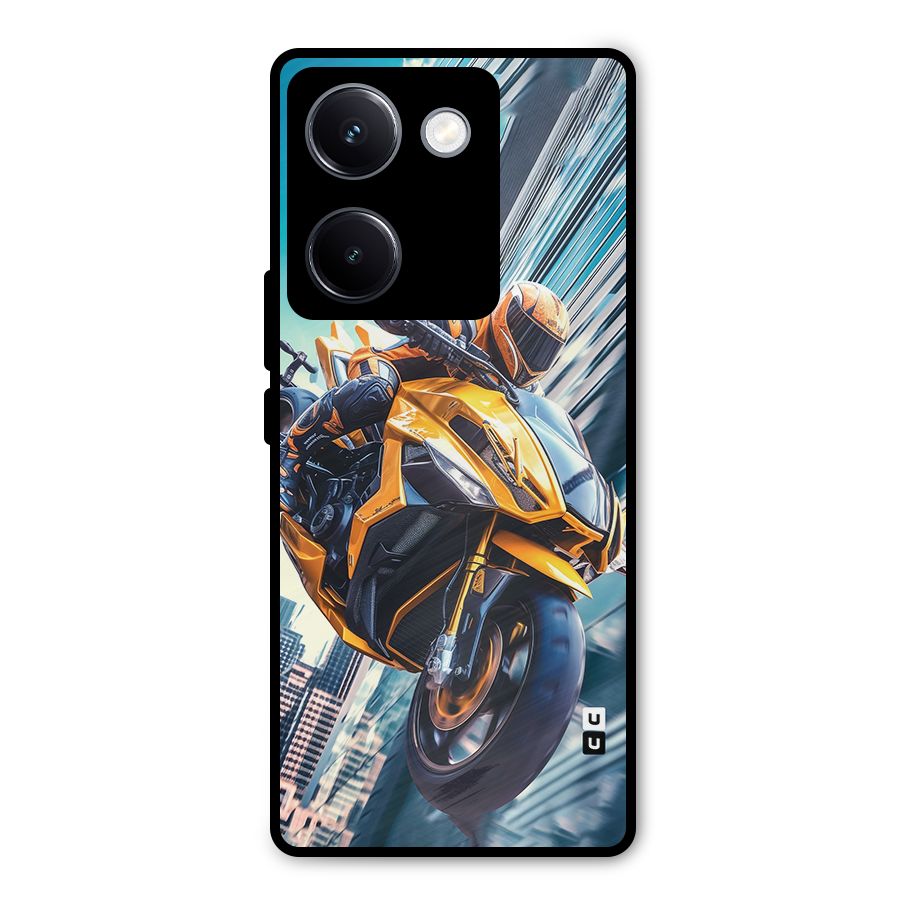 Super Bike Falling Metal Back Case for Vivo Y300 Plus