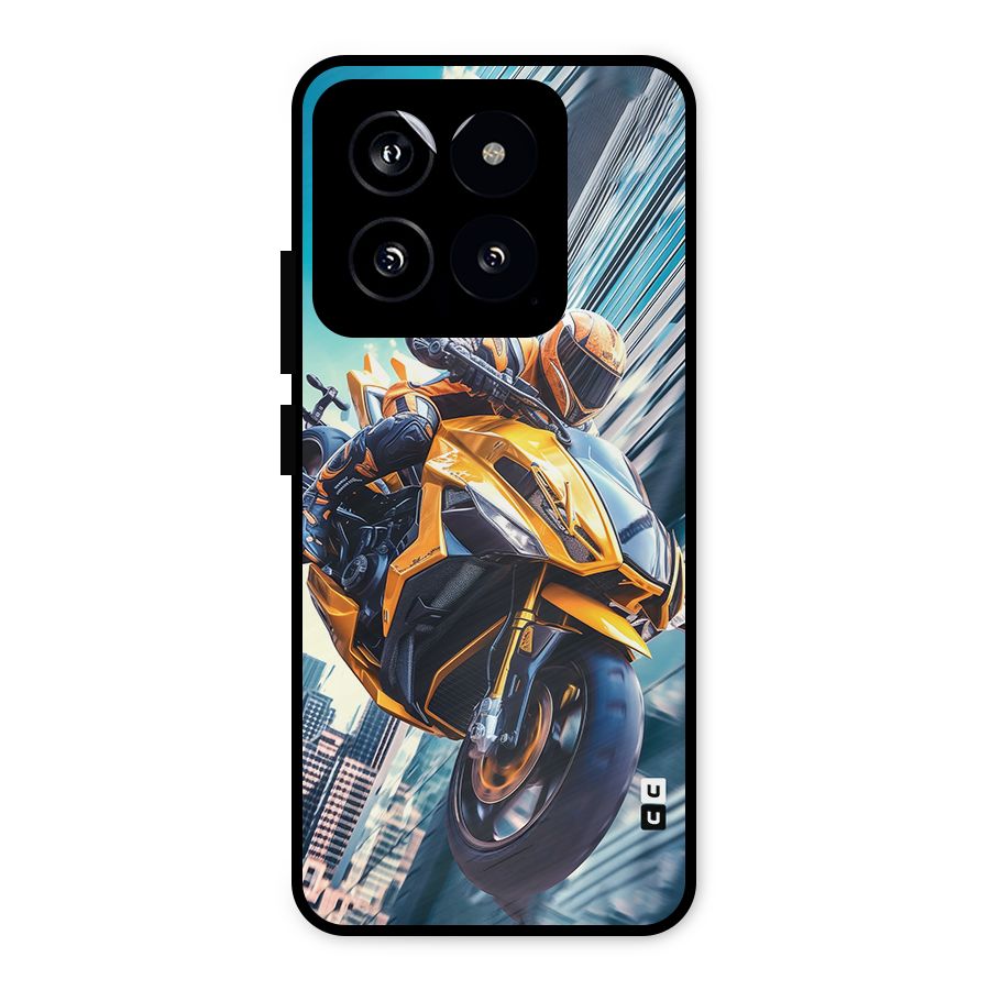 Super Bike Falling Metal Back Case for Xiaomi 14