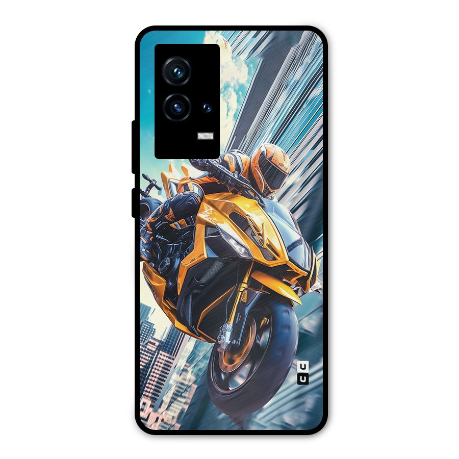 Super Bike Falling Metal Back Case for iQOO 9 5G