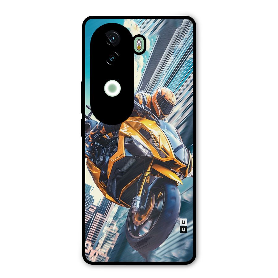 Super Bike Falling Metal Back Case for iQOO Z9s
