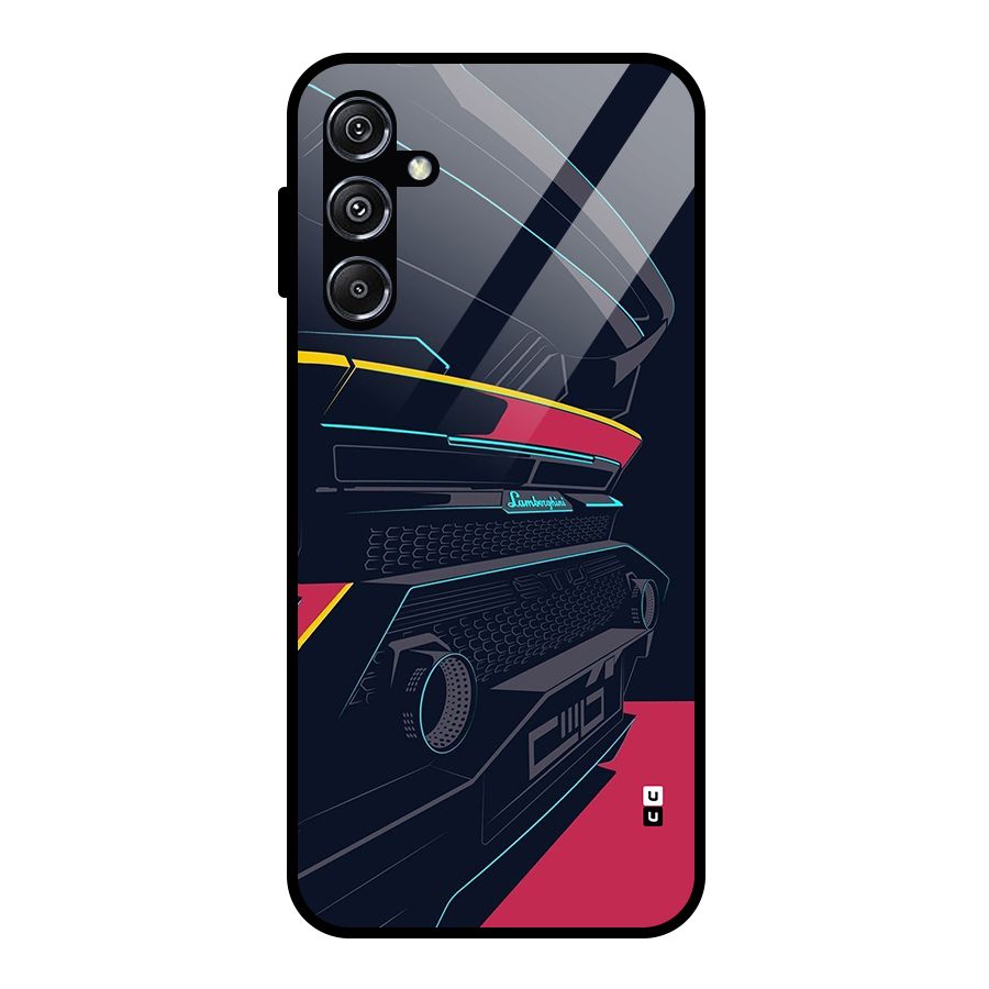 Super Car Parked Glass Back Case for Galaxy M34 5G