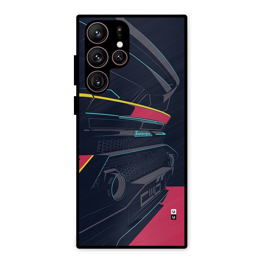 Super Car Parked Metal Back Case for Galaxy S22 Ultra 5G