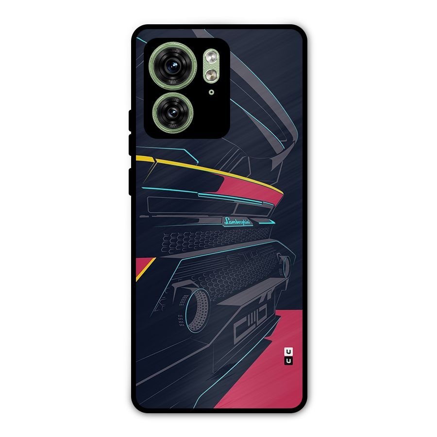 Super Car Parked Metal Back Case for Motorola Edge 40 5G
