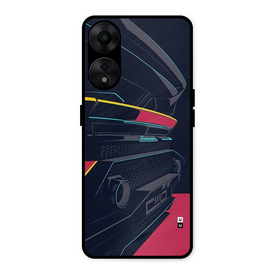 Super Car Parked Metal Back Case for Oppo A78 5G