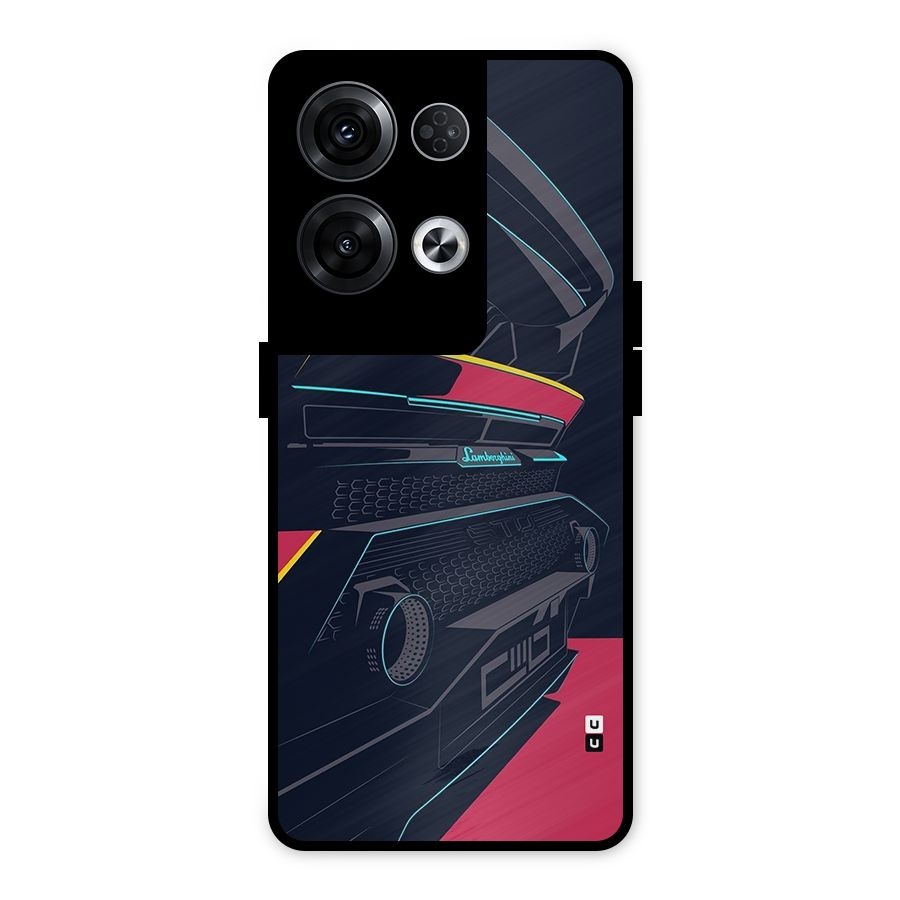 Super Car Parked Metal Back Case for Oppo Reno8 Pro 5G
