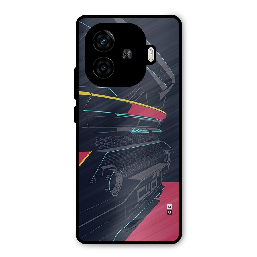 Super Car Parked Metal Back Case for iQOO Z9 Turbo