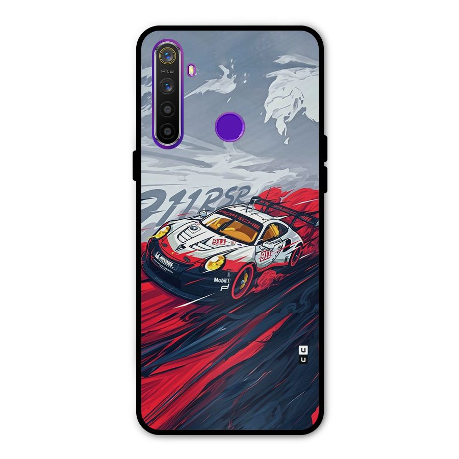 Super Car illustration Glass Back Case for Realme 5s