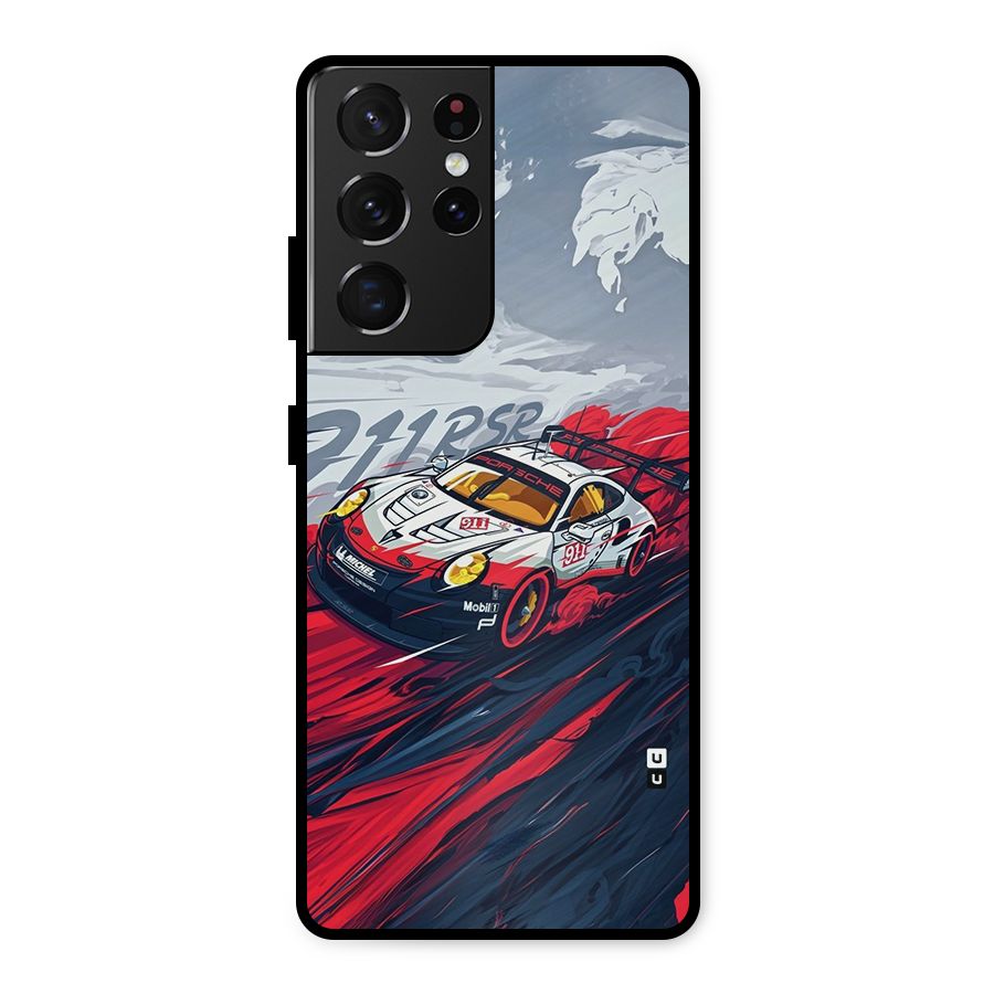 Super Car illustration Metal Back Case for Galaxy S21 Ultra 5G