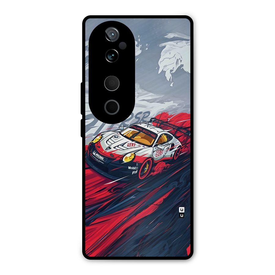 Super Car illustration Metal Back Case for Vivo T3 Ultra